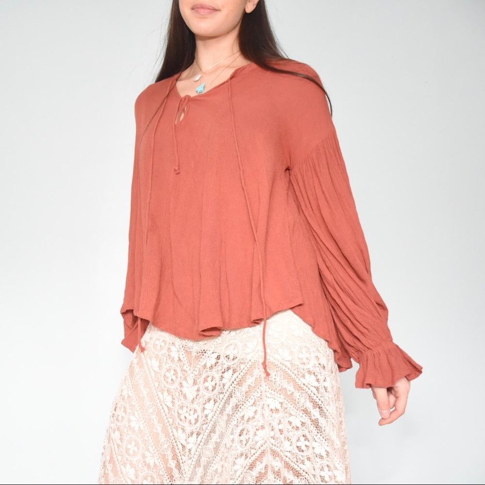 Free People Flowy Long Sleeve Blouse